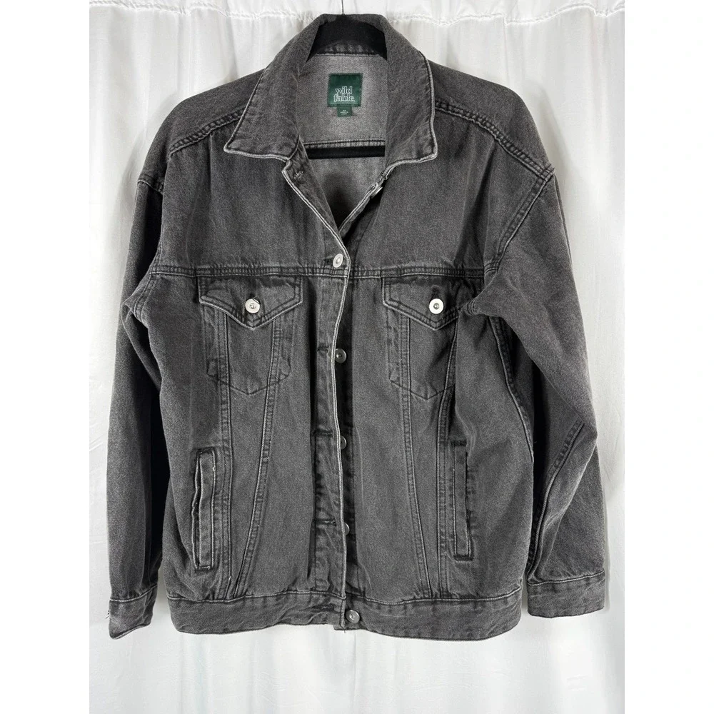 Wild Fable Women's Oversized Charcoal Gray Denim Jacket XS‎